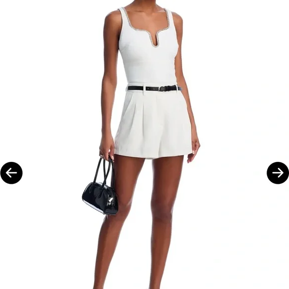 Aqua Elegant White Camisole with Sparkling Trim - Picture 2 of 6